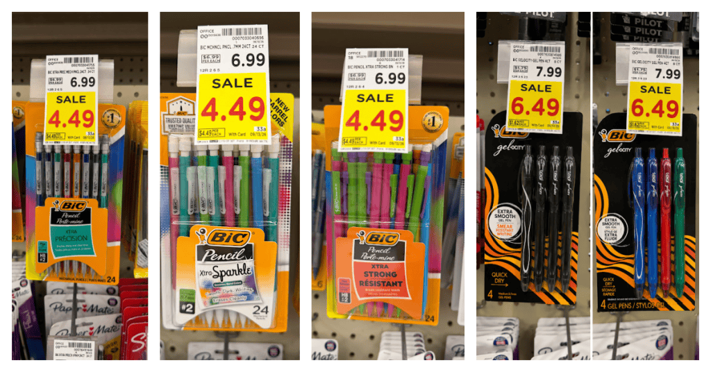 BIC Mechanical Pencils and Gelocity Pens Kroger Shelf Image