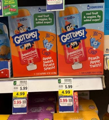 Gerber Get'Ems Squeezies Kroger Shelf image