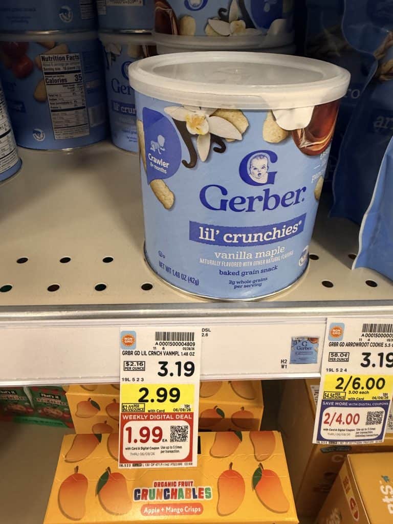 Gerber Lil Crunchies, Melts and Puffs Kroger Shelf Image
