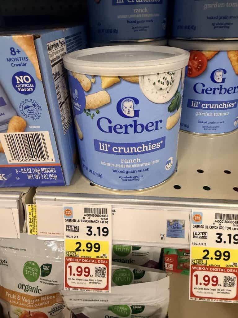 Gerber Lil Crunchies, Melts and Puffs Kroger Shelf Image