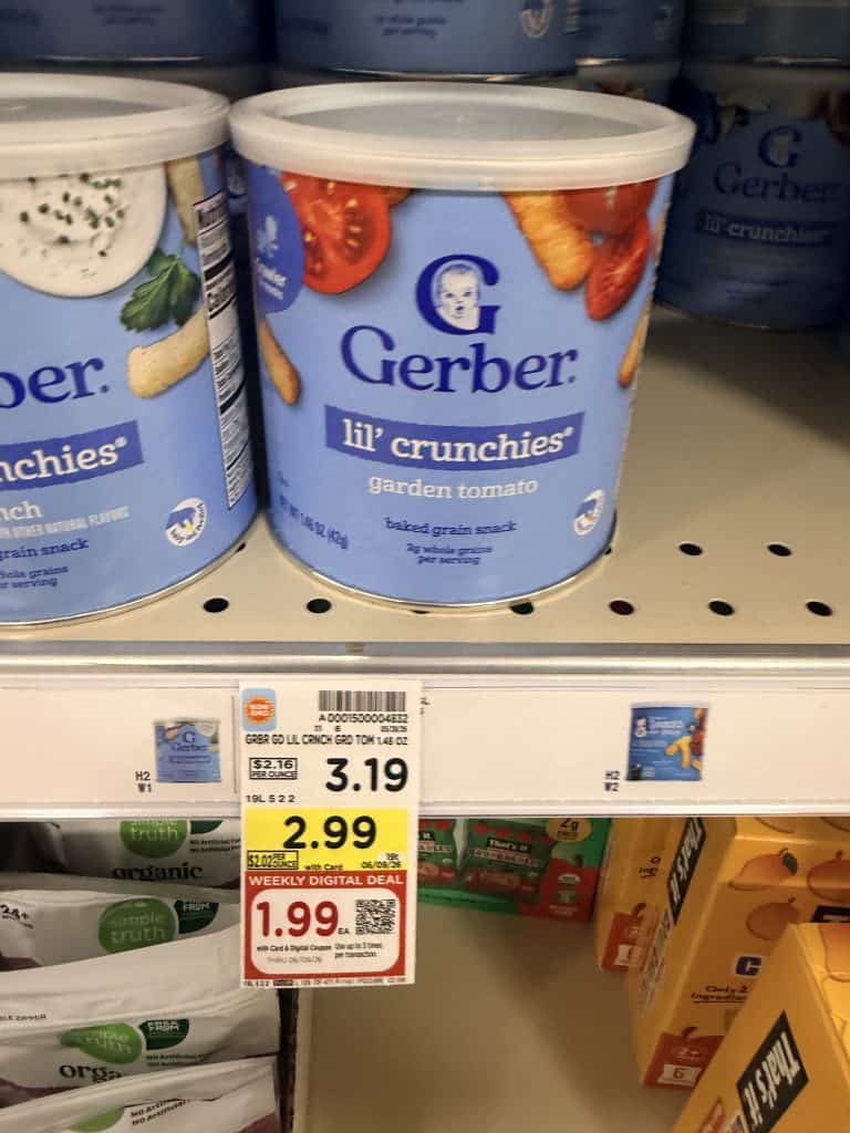 Gerber Lil Crunchies, Melts and Puffs Kroger Shelf Image