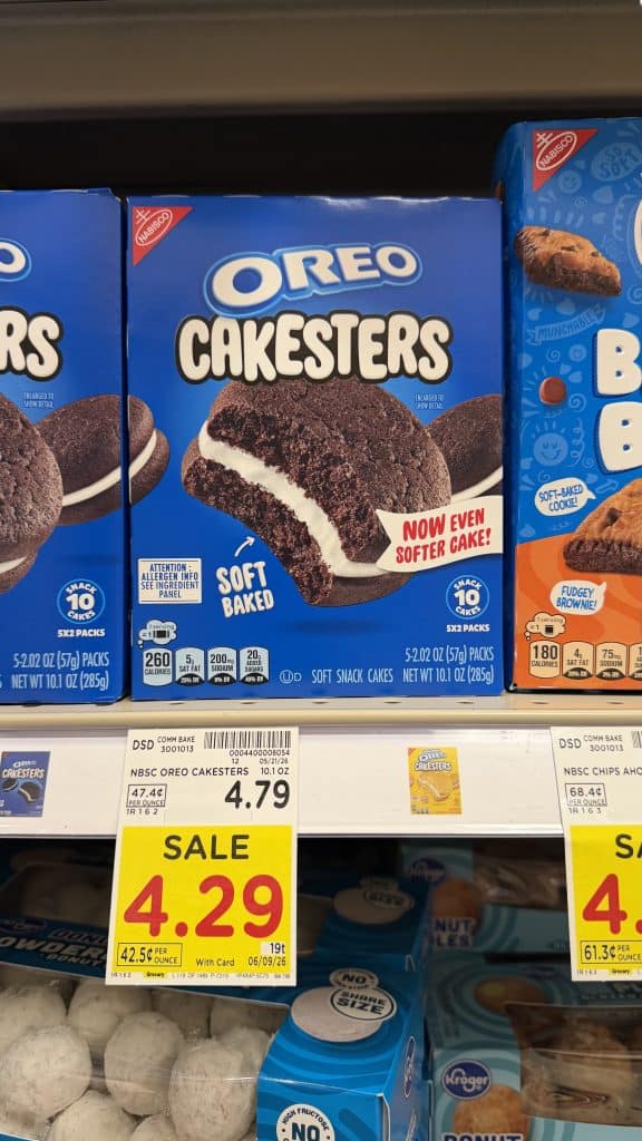 Oreo Cakesters and Chips Ahoy! Baked Bites Kroger Shelf Image