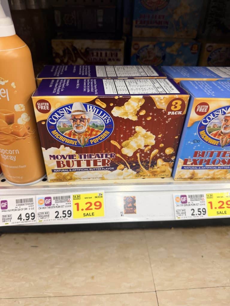 cousin willie's popcorn kroger shelf image
