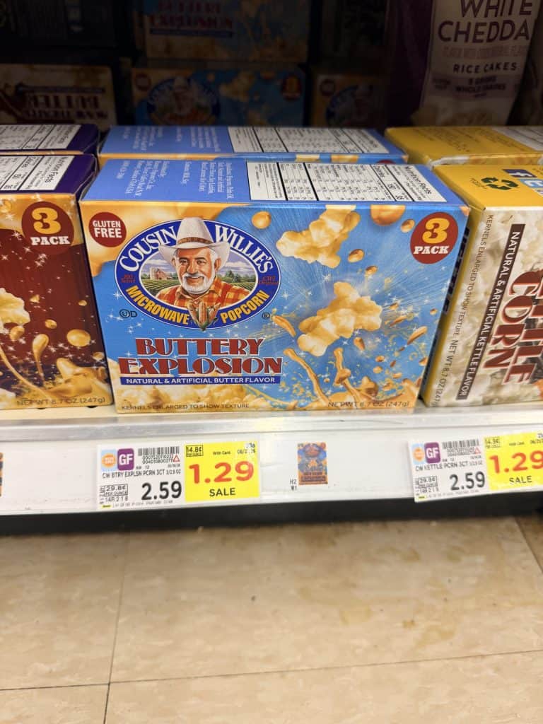 cousin willie's popcorn kroger shelf image