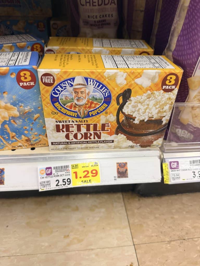 cousin willie's popcorn kroger shelf image