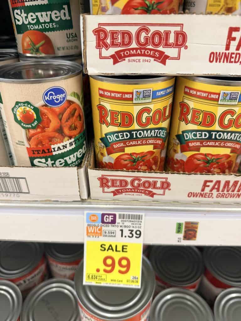 Red Gold Tomatoes Kroger shelf image