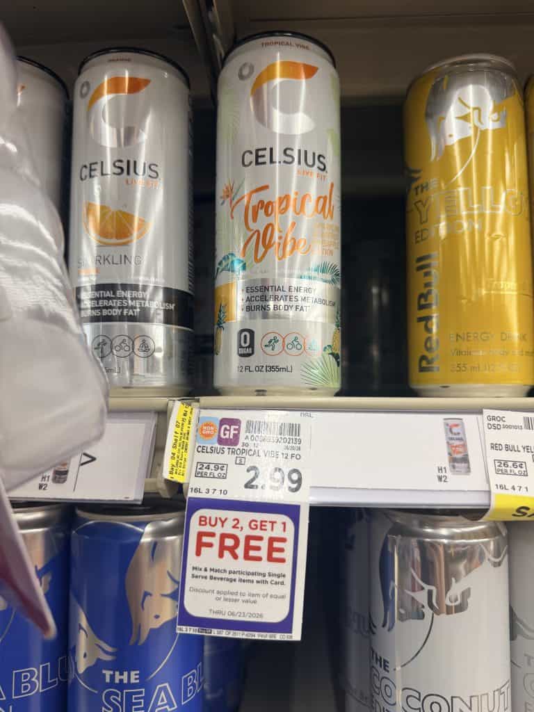 Celsius Energy Drinks kroger shelf image
