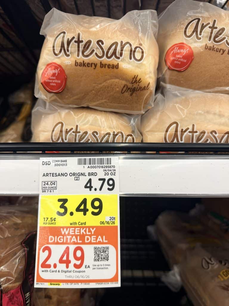 sara lee artesano bread kroger shelf image