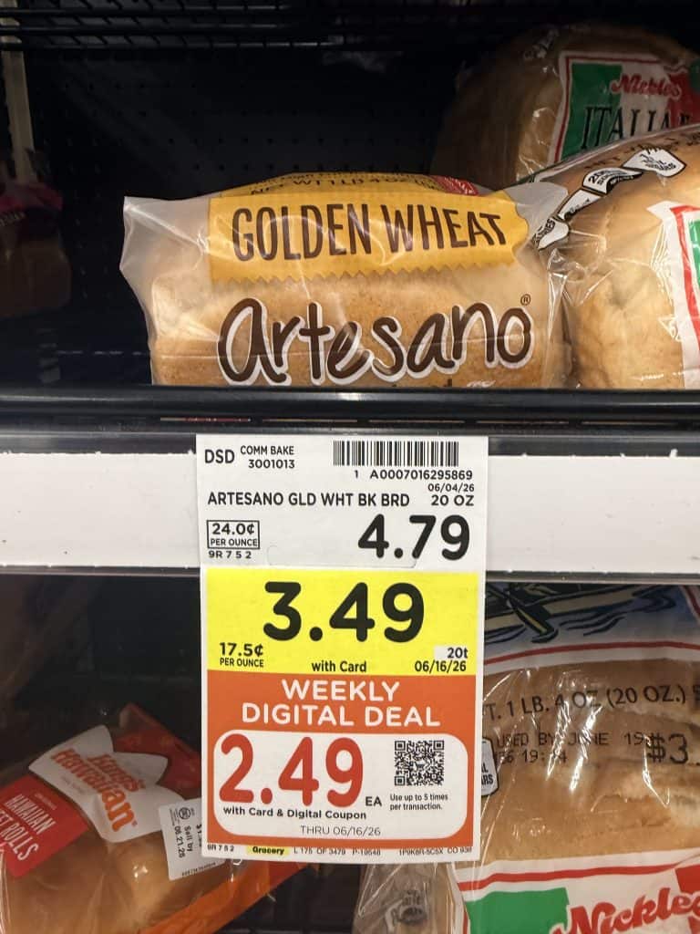 sara lee artesano bread kroger shelf image