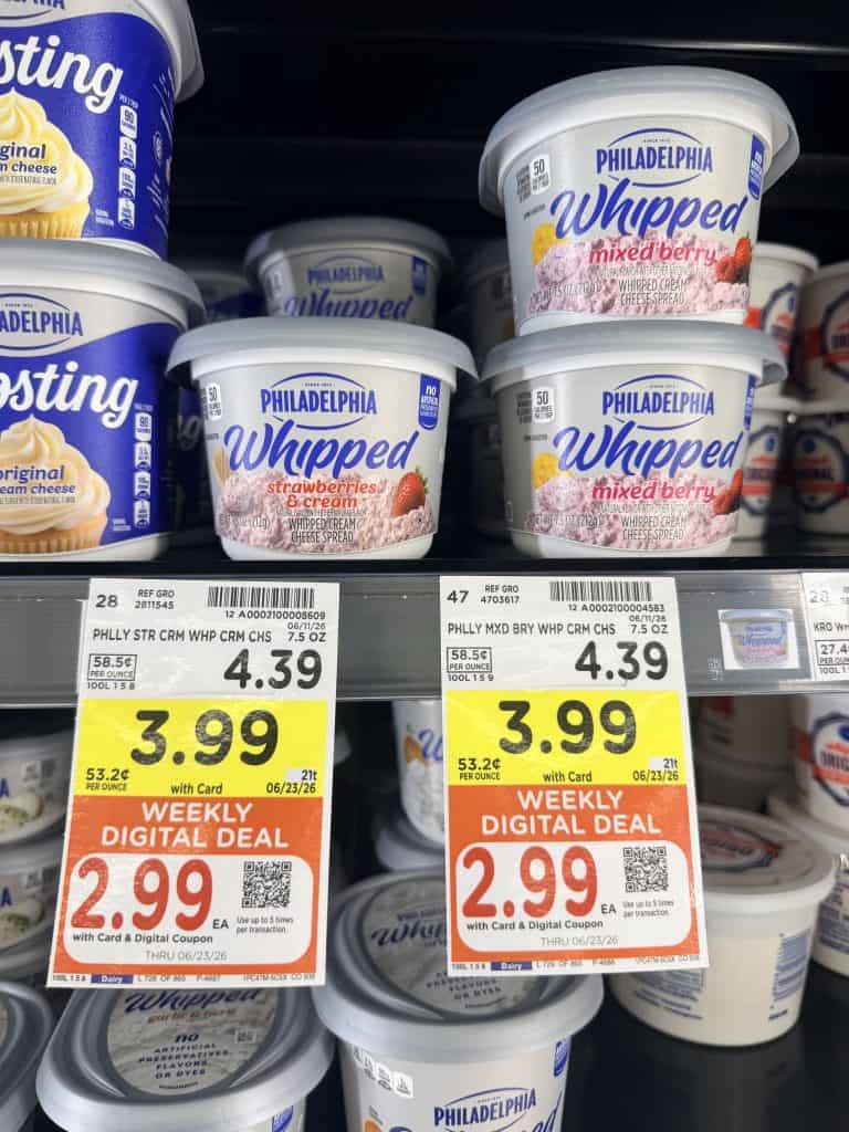 Philadelphia Cream Cheese Spread Kroger Shelf Image