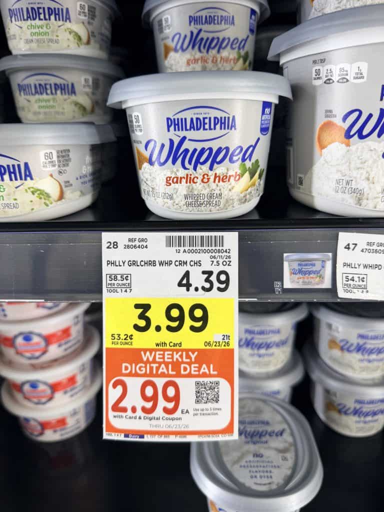 Philadelphia Cream Cheese Spread Kroger Shelf Image