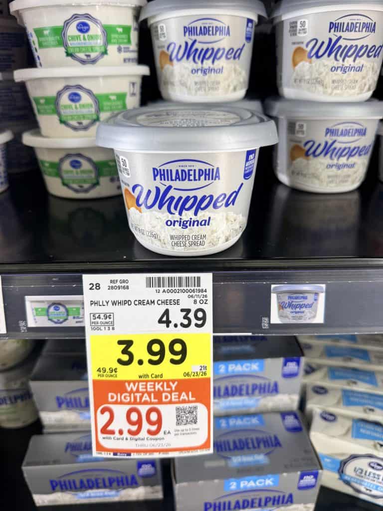 Philadelphia Cream Cheese Spread Kroger Shelf Image
