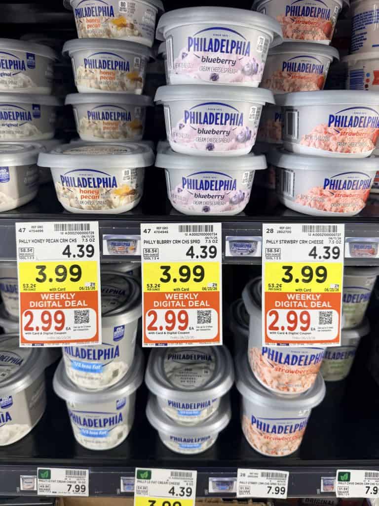 Philadelphia Cream Cheese Spread Kroger Shelf Image