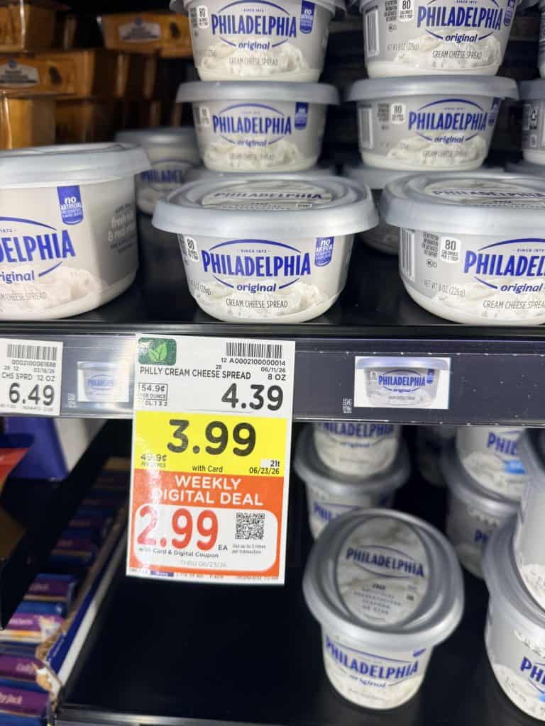 Philadelphia Cream Cheese Spread Kroger Shelf Image
