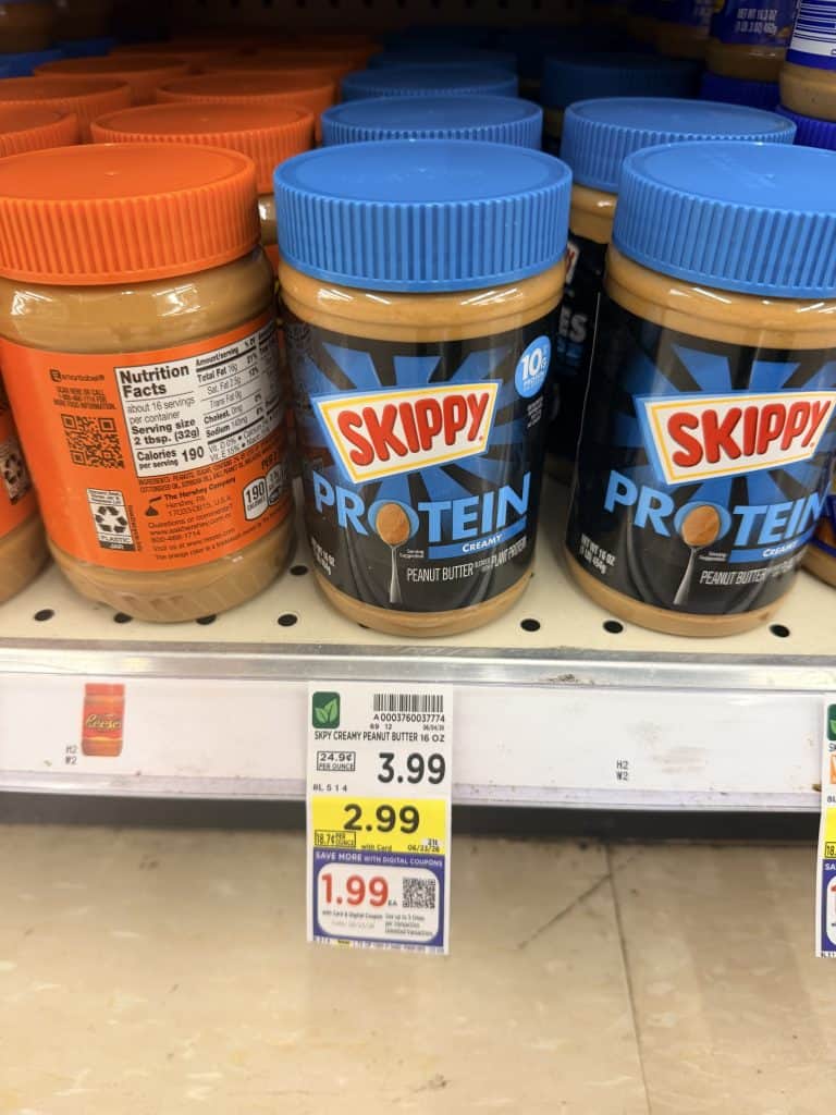 Skippy Protein Peanut Butter Kroger Shelf Image
