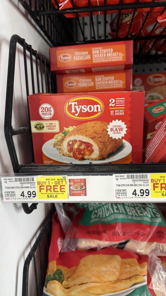 Tyson Stuffed Chicken Kroger Shelf Image