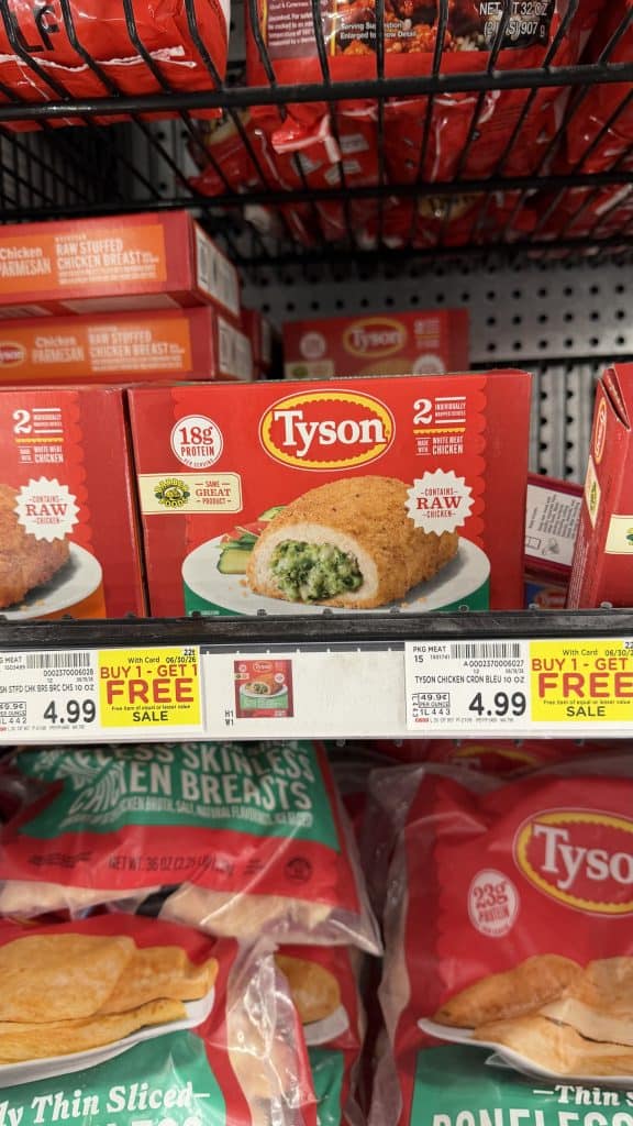 Tyson Stuffed Chicken Kroger Shelf Image