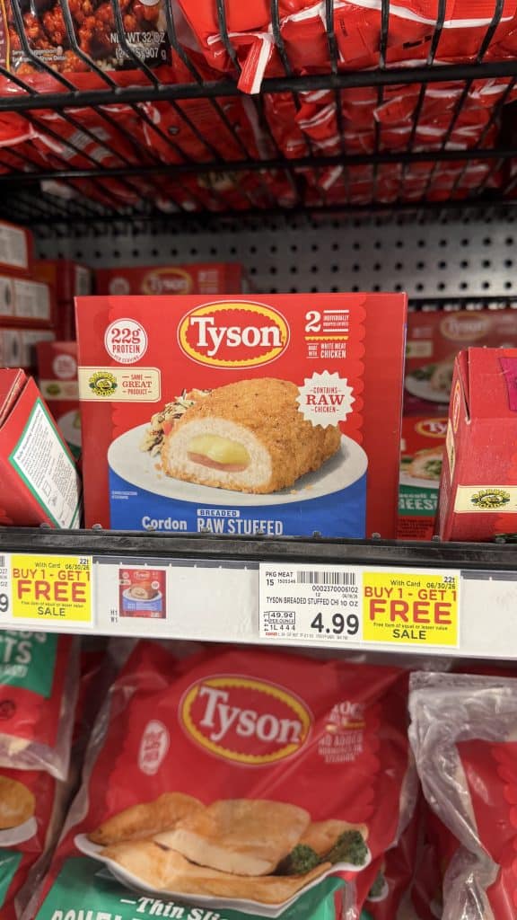 Tyson Stuffed Chicken Kroger Shelf Image
