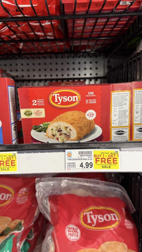 Tyson Stuffed Chicken Kroger Shelf Image