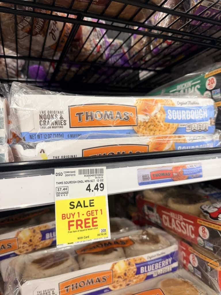 Thomas' English Muffins and Swirl Bread Kroger Shelf Image