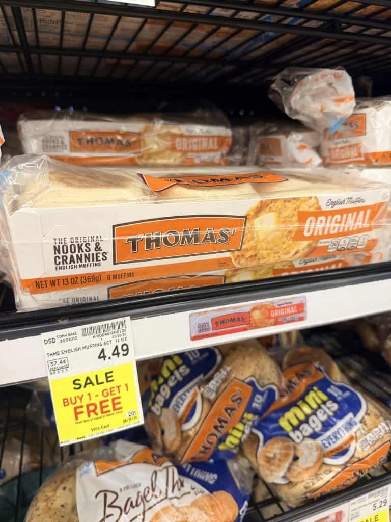 Thomas' English Muffins and Swirl Bread Kroger Shelf Image