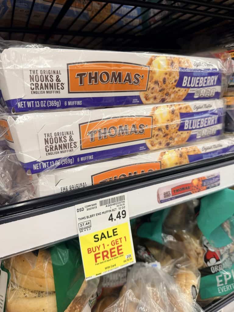 Thomas' English Muffins and Swirl Bread Kroger Shelf Image