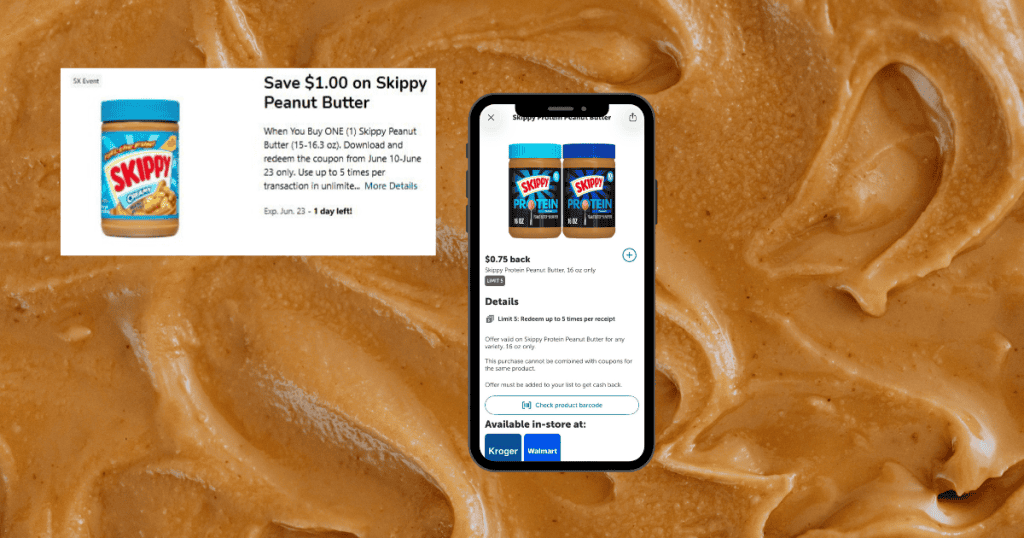 Skippy protein digital coupon kroger and rebate ibotta