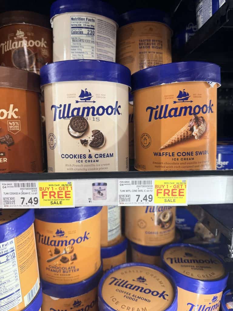 Tillamook Ice Cream Kroger Shelf Image
