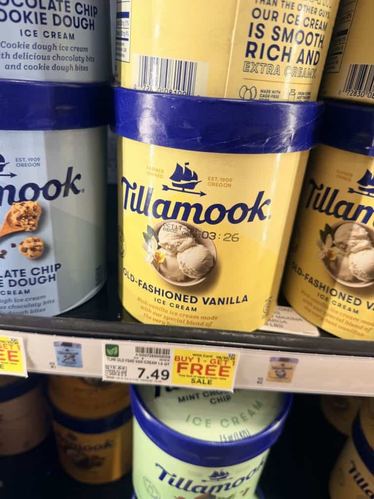 Tillamook Ice Cream Kroger Shelf Image