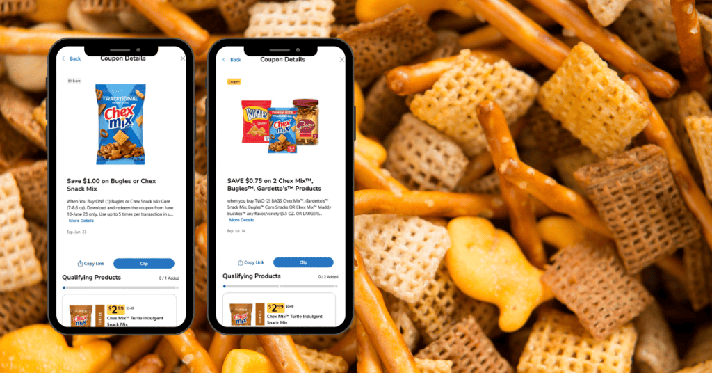 chex mix, bugles and gardettos