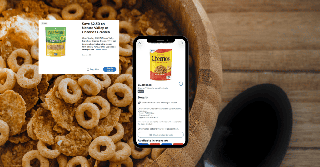 cheerios granola ibotta rebate and kroger digital coupon