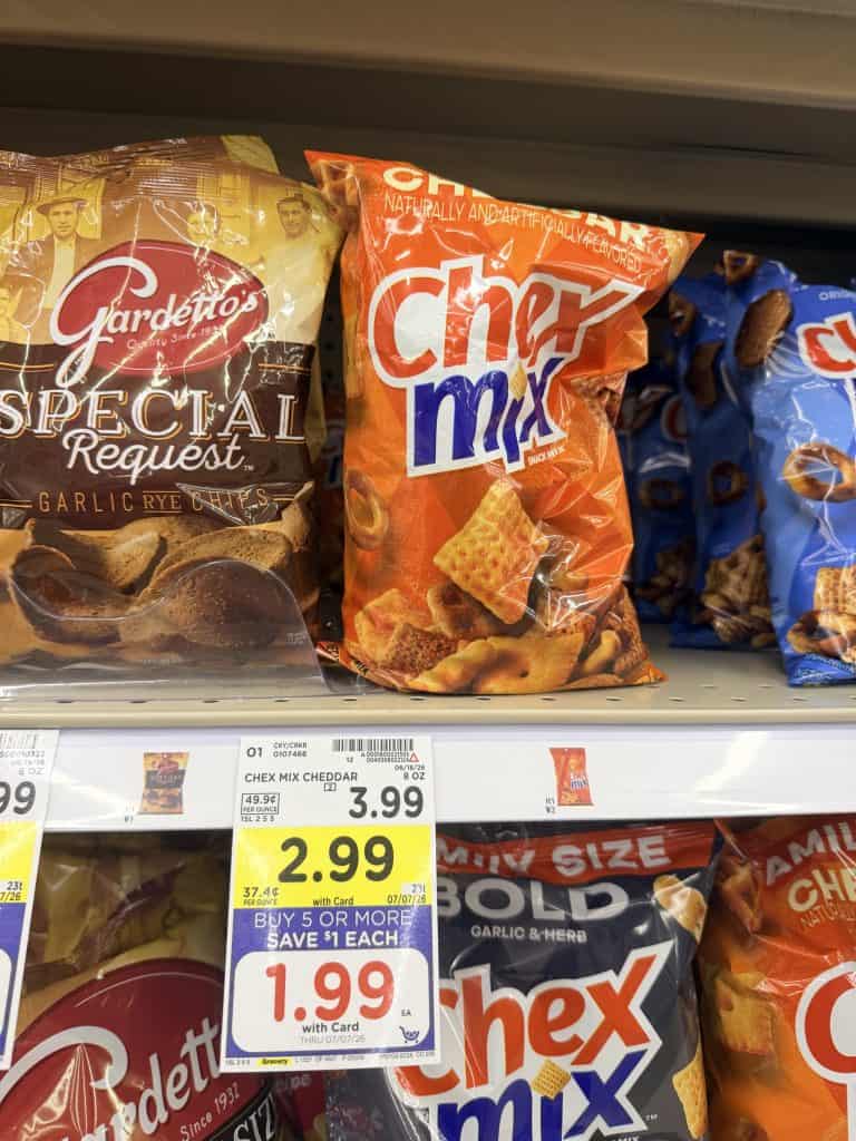 chex mix, bugles, gardettos kroger shelf image (1)
