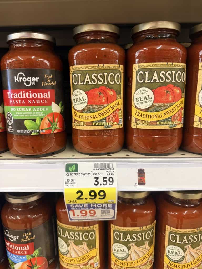classico pasta sauce kroger shelf image (2)
