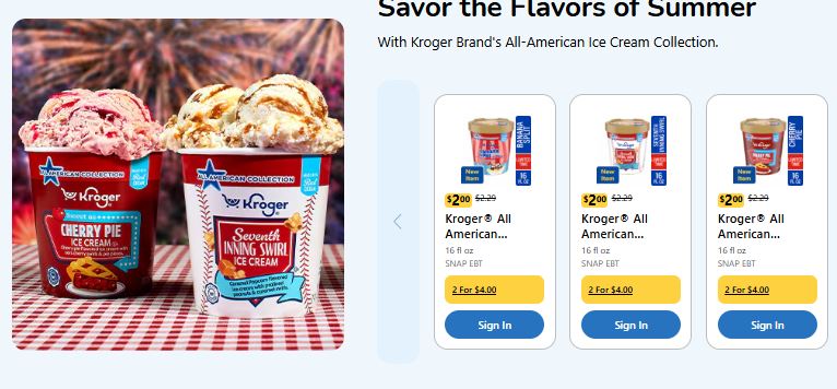 kroger free ice cream