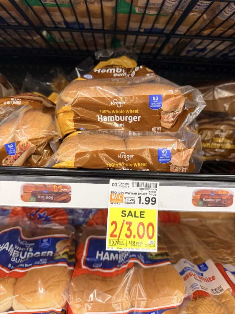 kroger hot dog and hamburger buns shelf image (1)