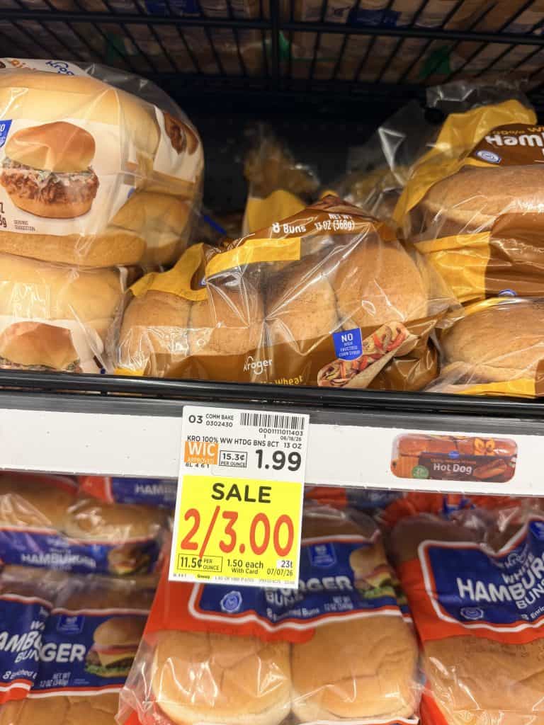 kroger hot dog and hamburger buns shelf image (1)