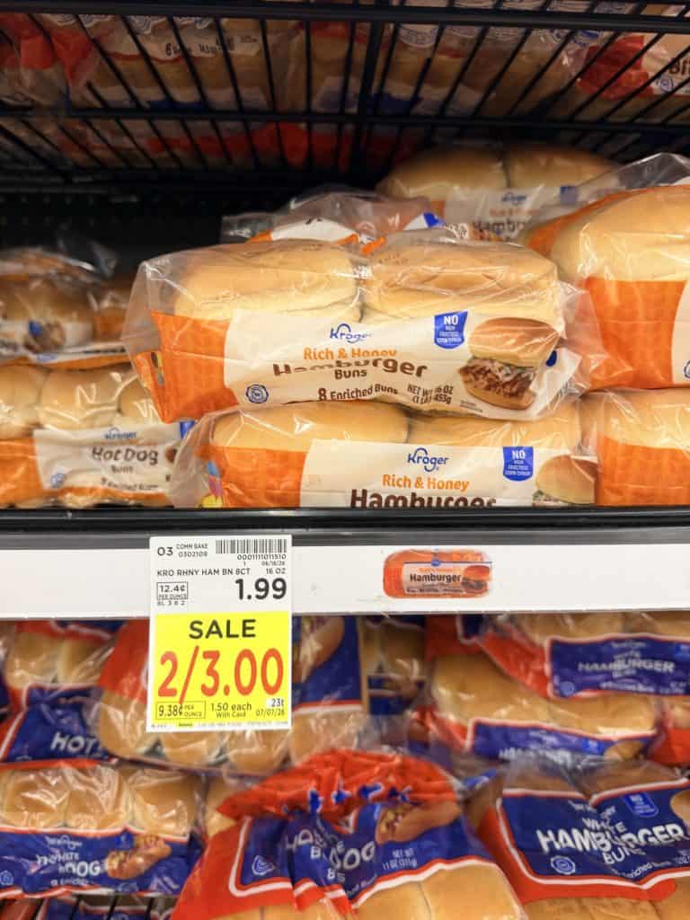 kroger hot dog and hamburger buns shelf image (1)