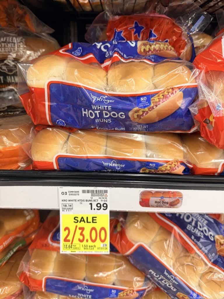 kroger hot dog and hamburger buns shelf image (1)