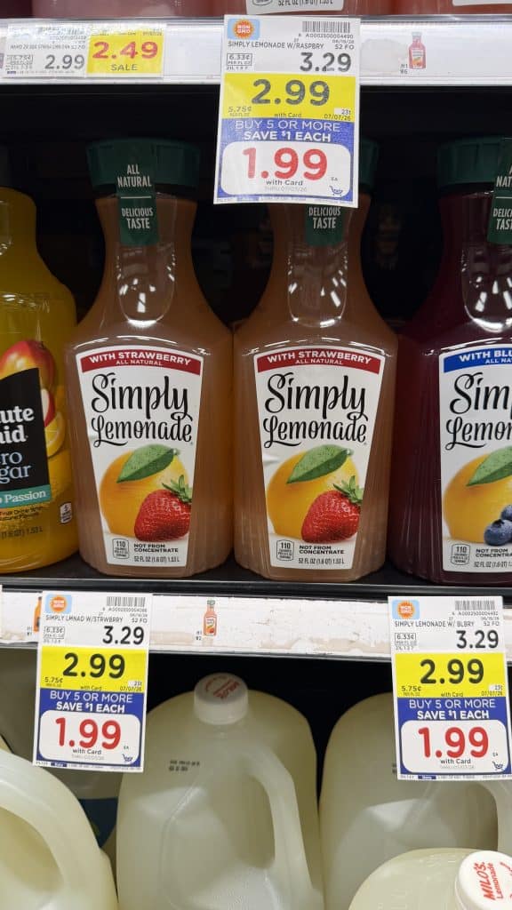 simply lemonade and limeade kroger shelf image (1)