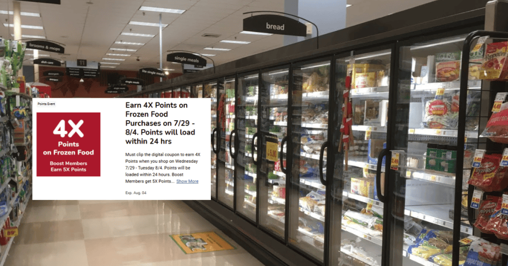 4x fuel points frozen foods kroger digital coupon
