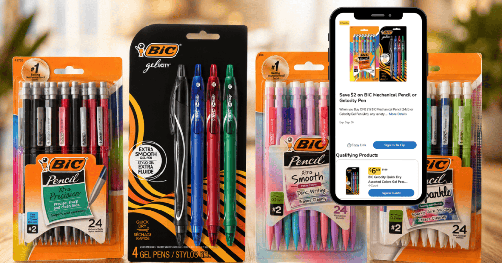 BIC Mechanical Pencils and Gelocity Pens Kroger Digital Coupon