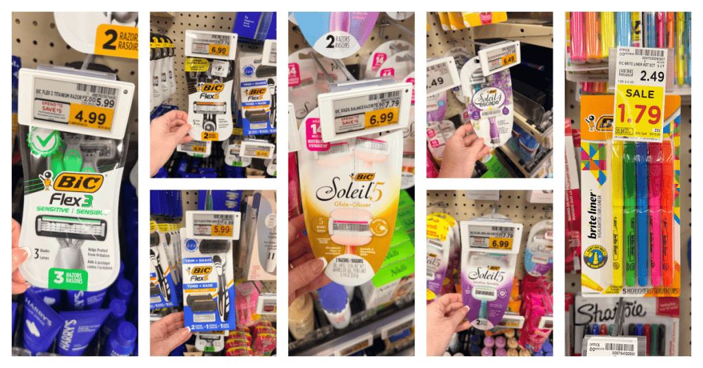 BIC Razors and Brite Liner Highlighters Kroger shelf images