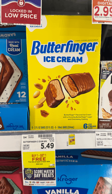Butterfinger Ice Cream Kroger shelf image