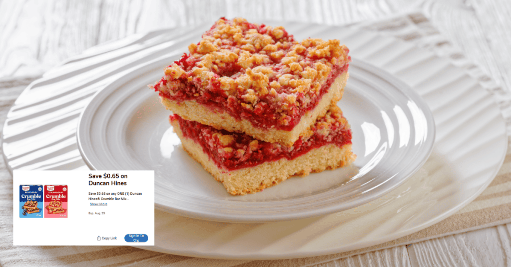 Duncan Hines Crumble Bar Mix Kroger Digital Coupon