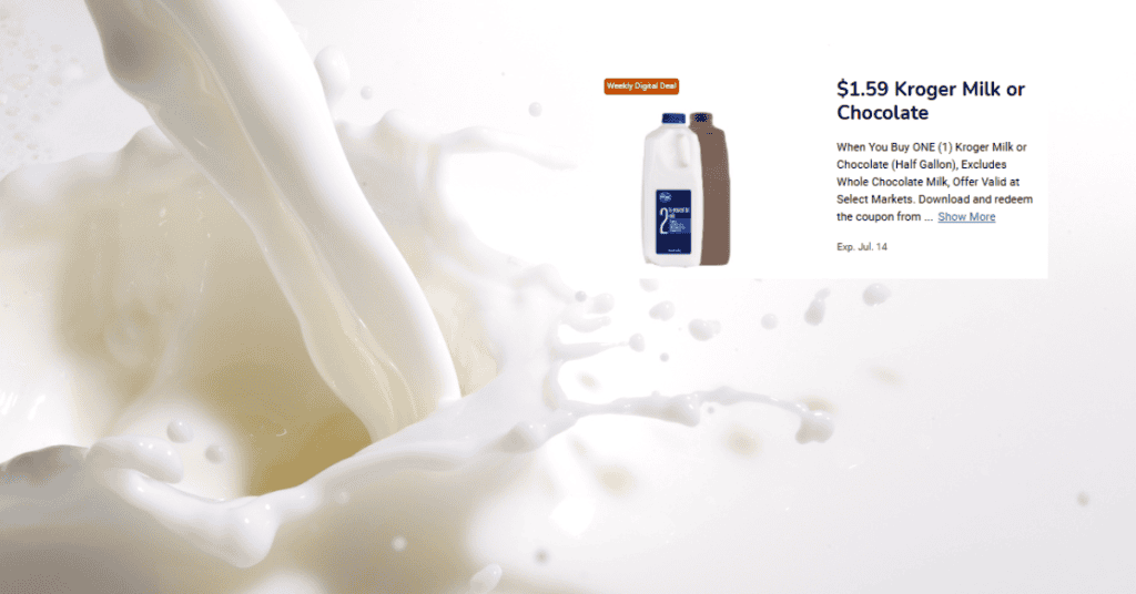 Kroger Milk and Chocolate Milk Digital Coupon
