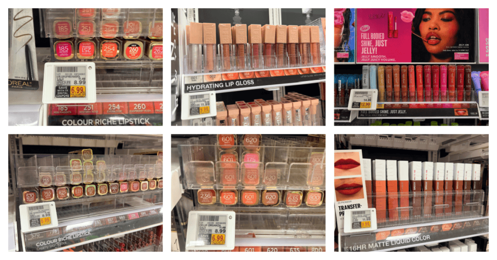 Maybelline New York, L'Oreal Paris and NYX Lip Kroger Shelf Images