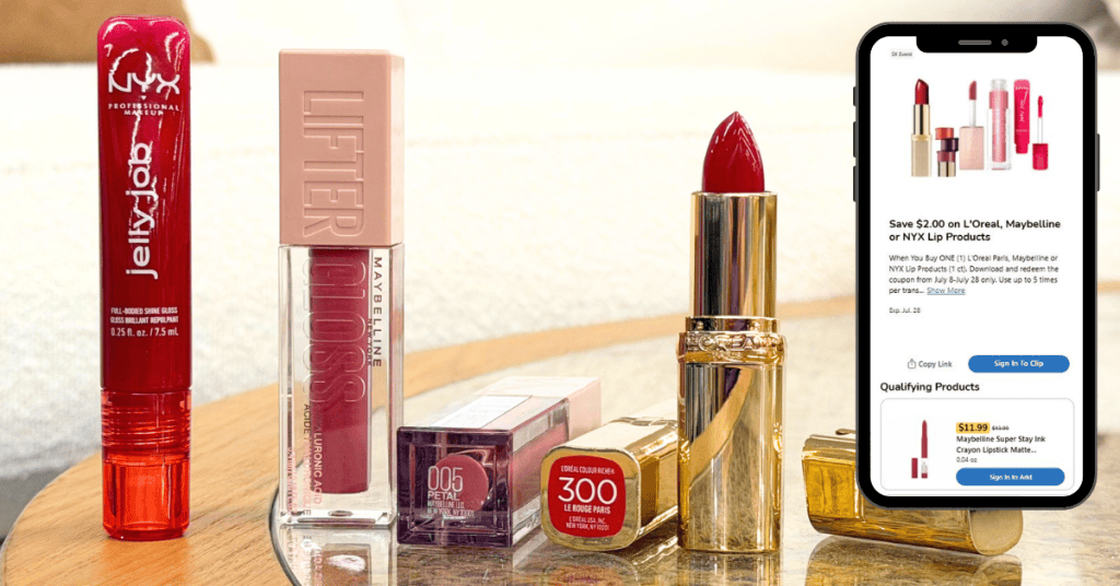 NYX, Maybelline Lifter Gloss and L'Oreal Paris Colour Riche Kroger Digital Coupon