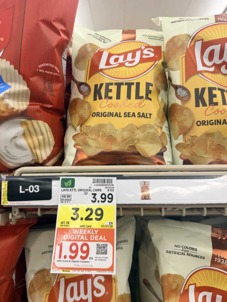 Lay's Kettle Cooked Chips Kroger Shelf Image