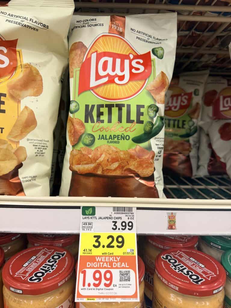 Lay's Kettle Cooked Chips Kroger Shelf Image