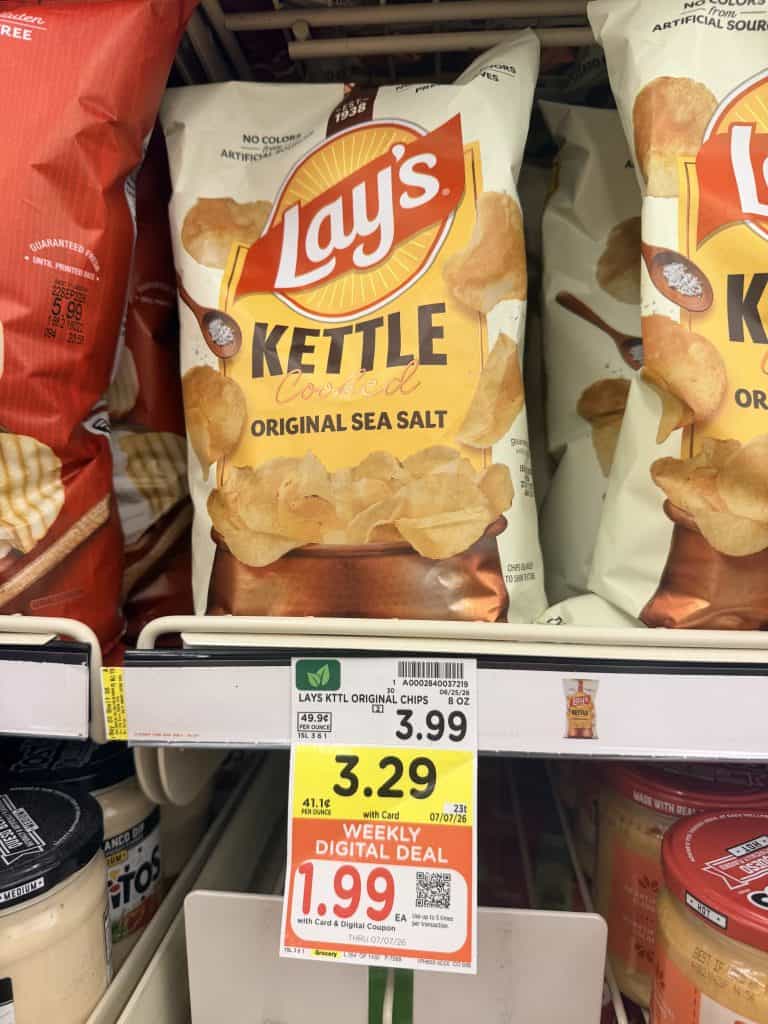 Lay's Kettle Cooked Chips Kroger Shelf Image